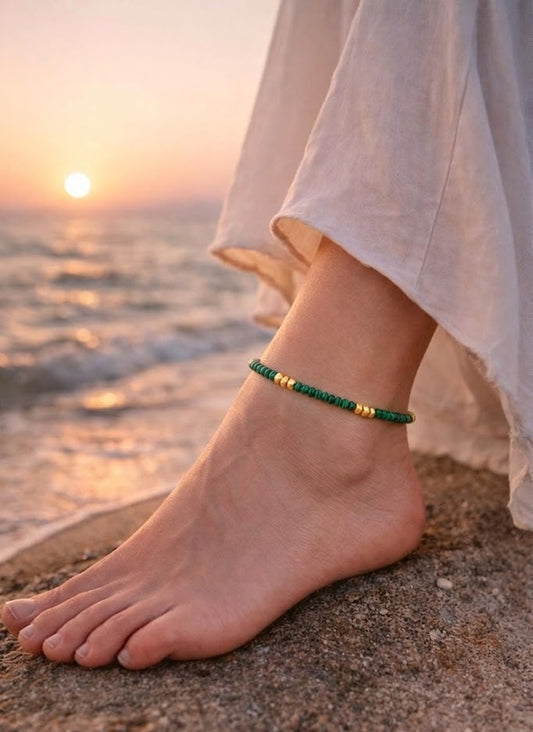 Green Onyx Bead Anklet