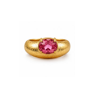 Pink Tourmaline Textured Statement Ring