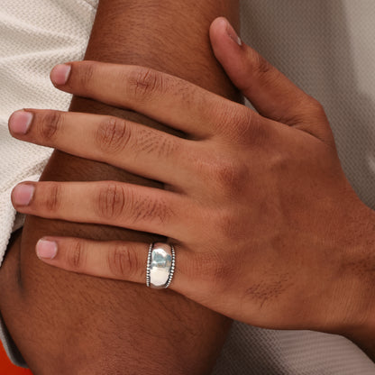 Bold Beadline 92.5 Sterling Silver Men’s Band