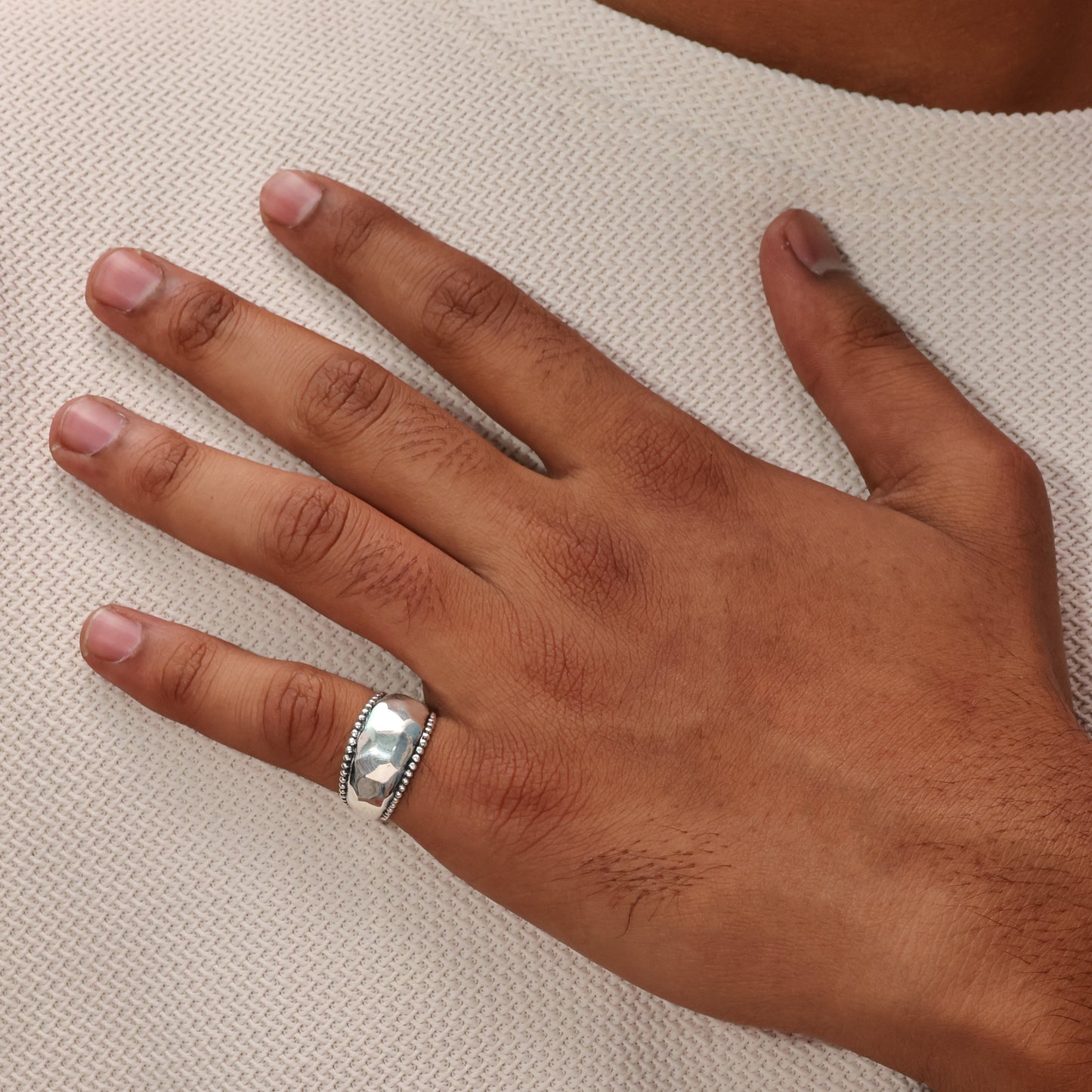 Bold Beadline 92.5 Sterling Silver Men’s Band