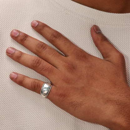 Bold Beadline 92.5 Sterling Silver Men’s Band