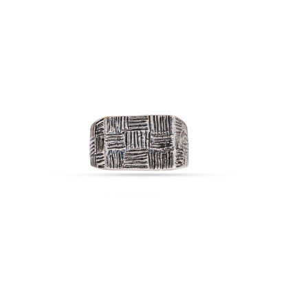 Grid Carve Men’s 92.5 Sterling Silver Ring