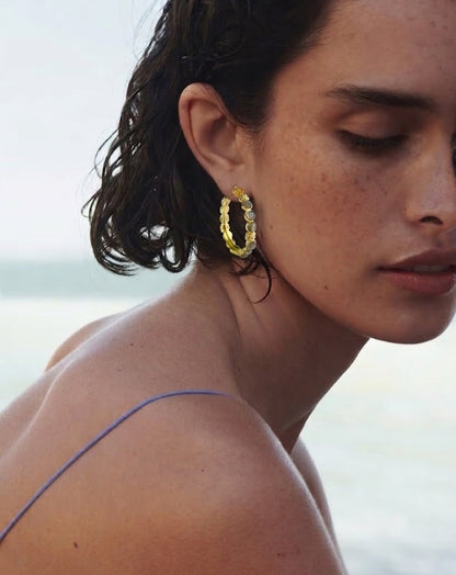 Labradorite Studded Hoops