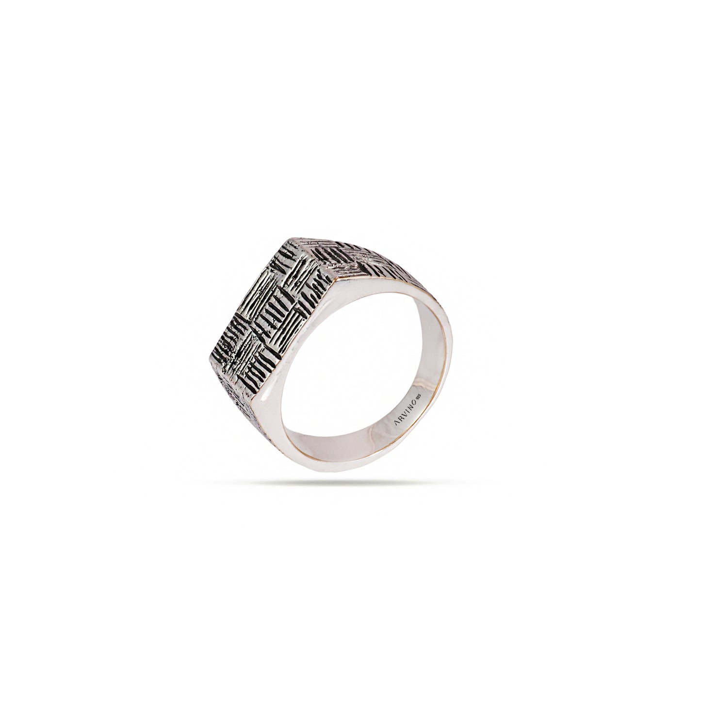 Grid Carve Men’s 92.5 Sterling Silver Ring