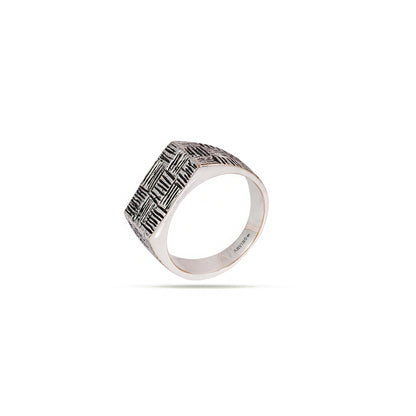 Grid Carve Men’s 92.5 Sterling Silver Ring