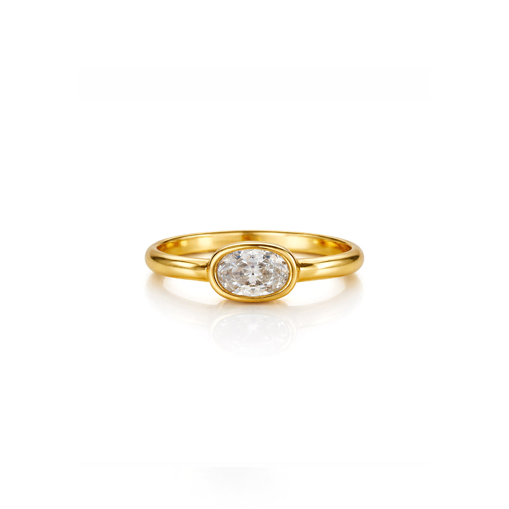 Crystal Drop 92.5 Sterling Silver Adjustable Ring