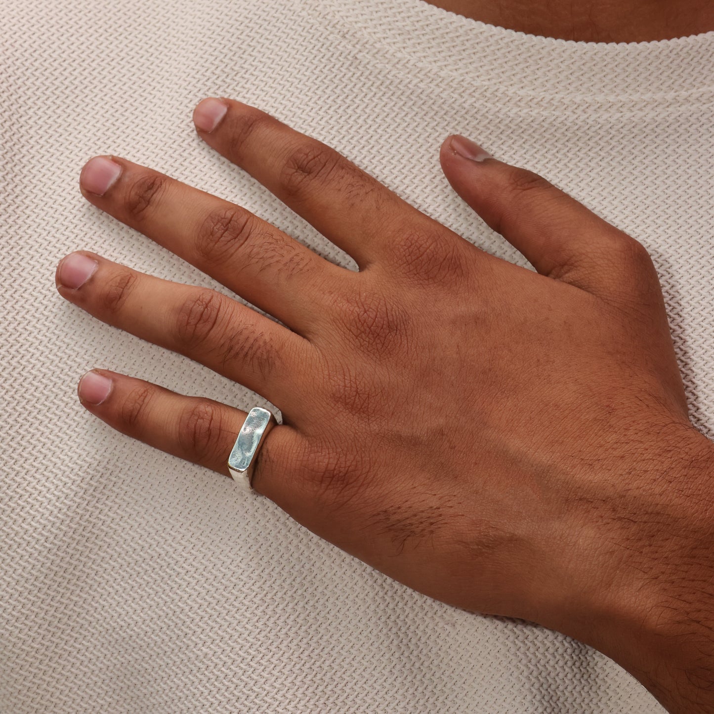 Molten Bar Men’s 92.5 Sterling Silver Ring
