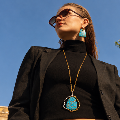 Turquoise Mosaic Pendant Necklace