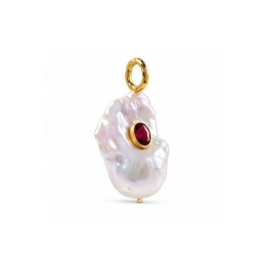 Baroque Pearl Drop Garnet Charm