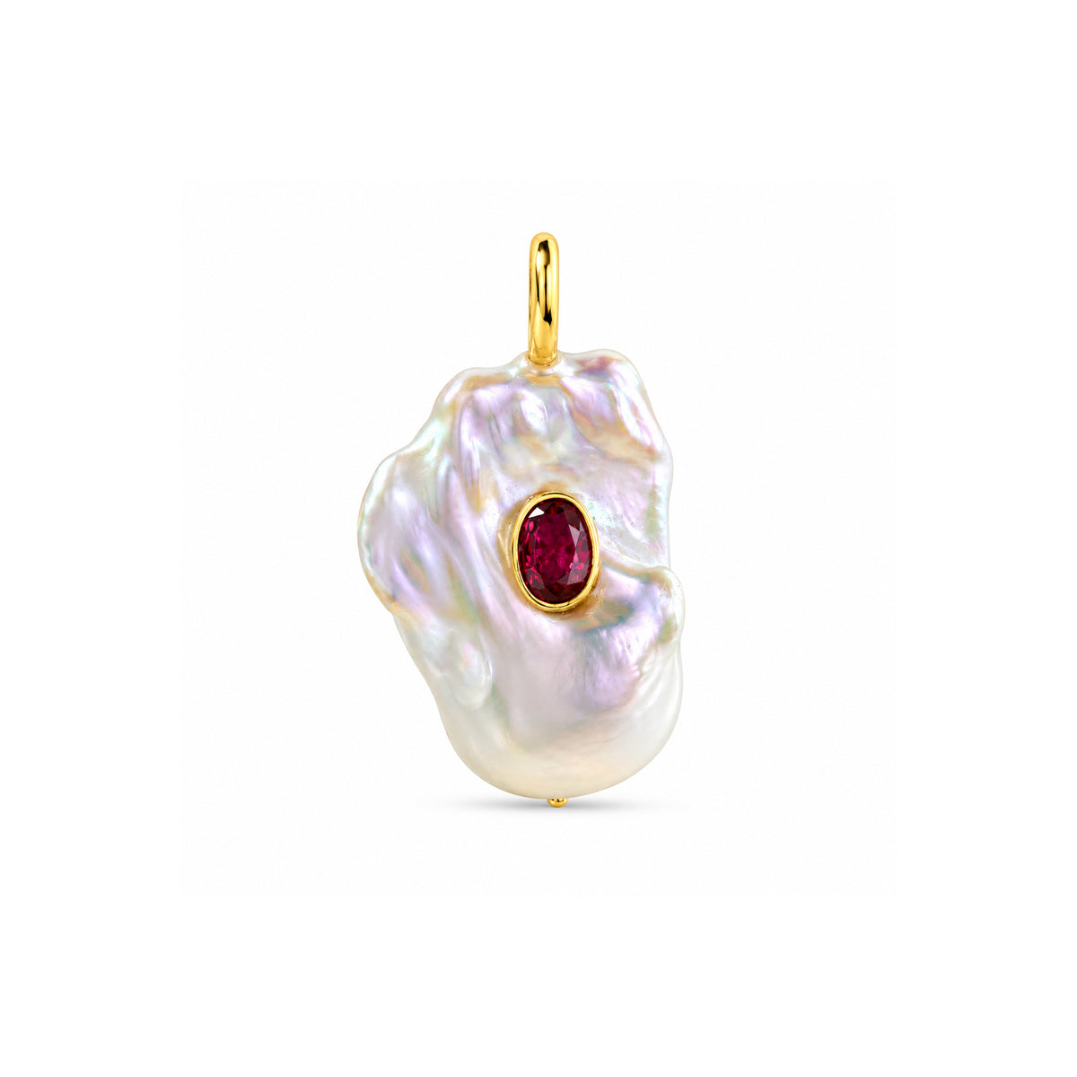 Baroque Pearl Drop Garnet Charm