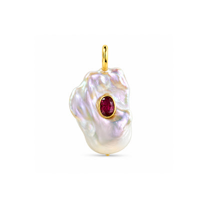 Baroque Pearl Drop Garnet Charm