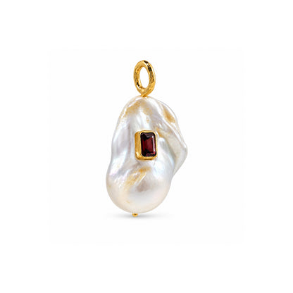 Baroque Pearl Garnet Charm