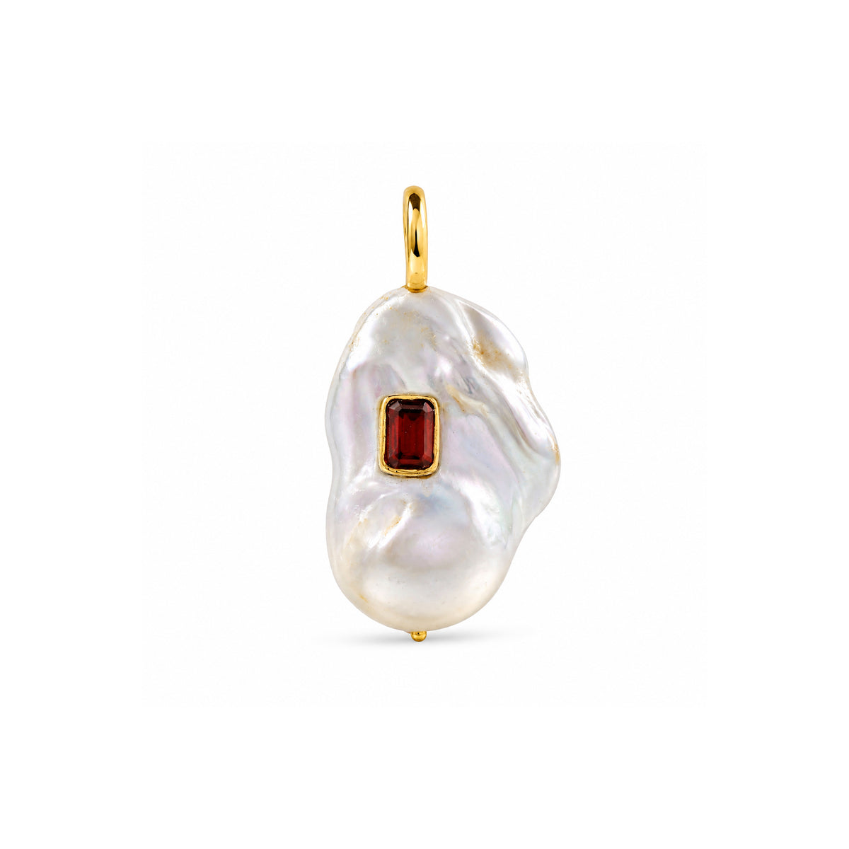 Baroque Pearl Garnet Charm