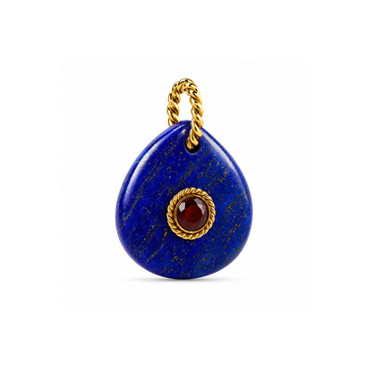 Lapis Garnet Medallion Charm