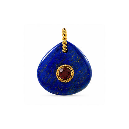 Lapis Garnet Medallion Charm