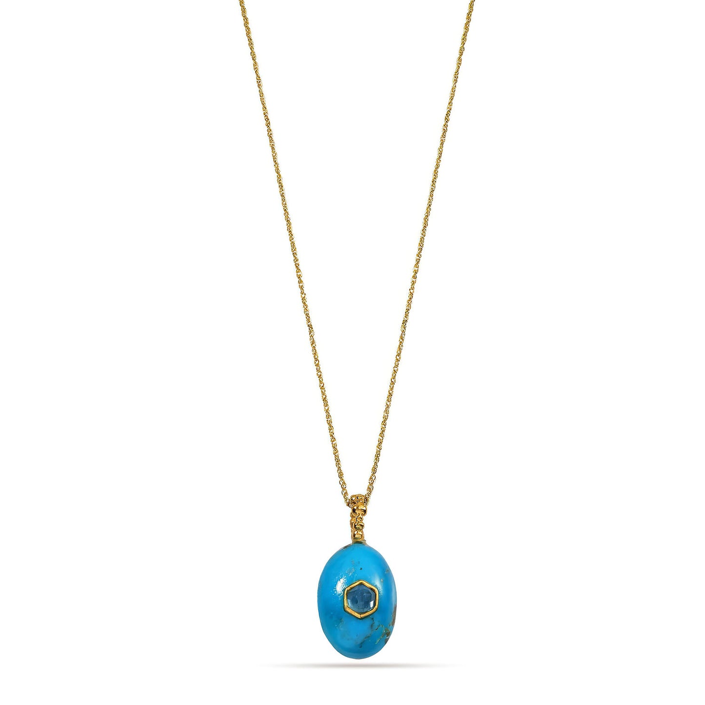 Turquoise, Blue Topaz & Sapphire Pendant Necklace