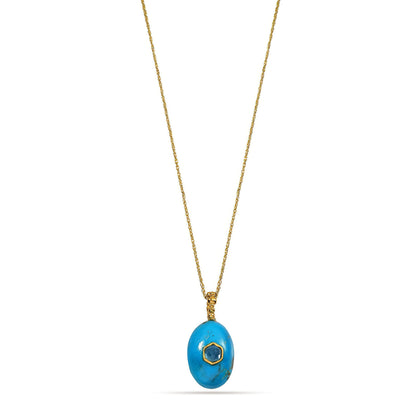 Turquoise, Blue Topaz & Sapphire Pendant Necklace
