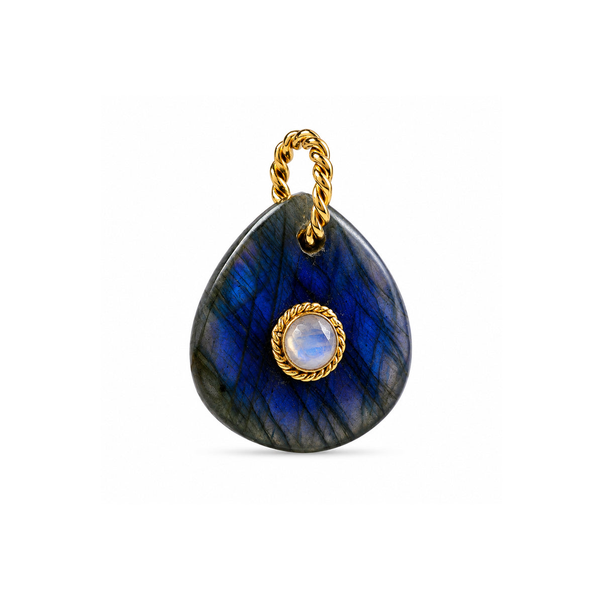 Lapis Moonstone Medallion Charm