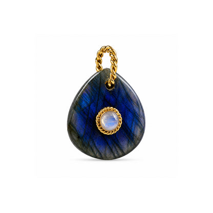 Lapis Moonstone Medallion Charm