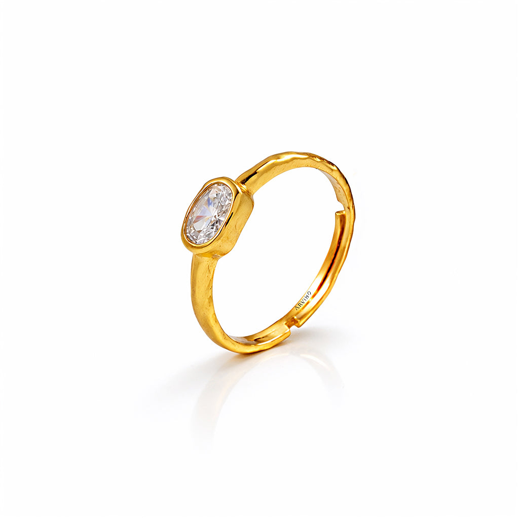 Crystal Drop 92.5 Sterling Silver Adjustable Ring