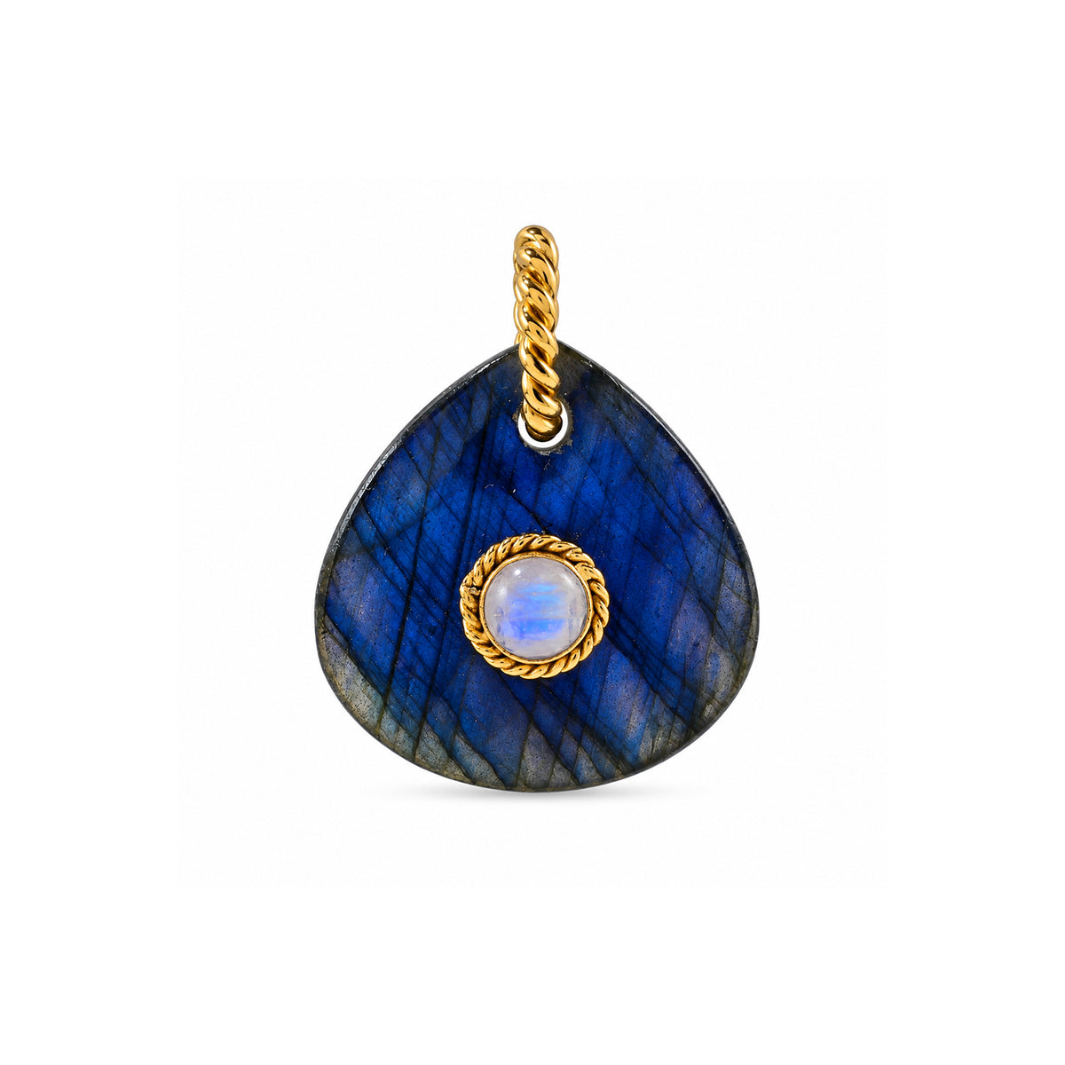 Lapis Moonstone Medallion Charm