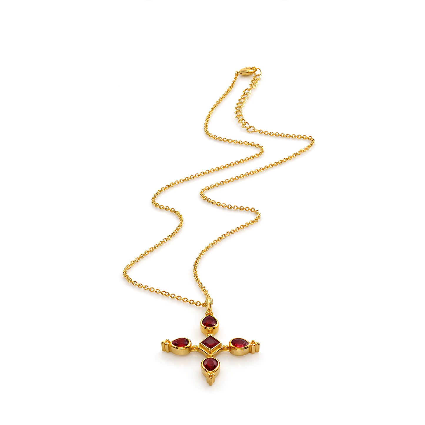 Ruby Cross Pendant Necklace