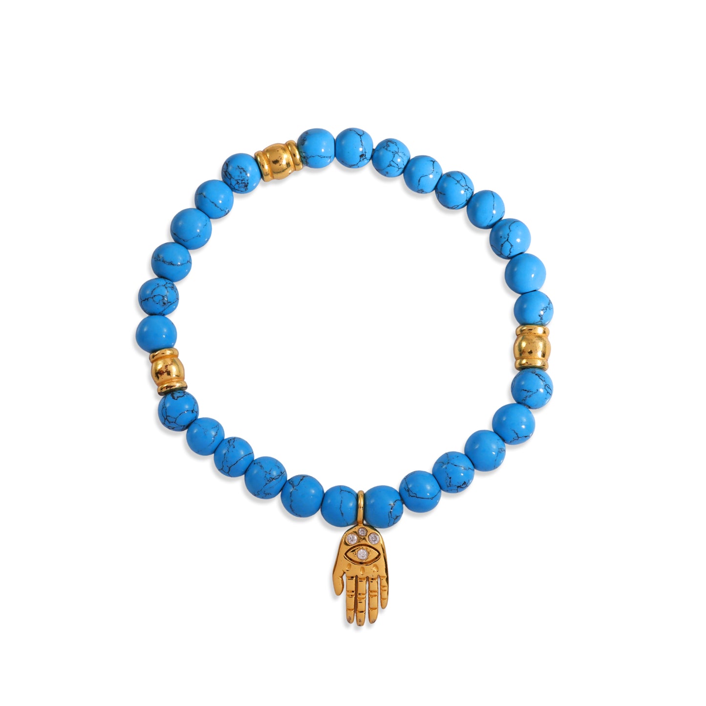 Turquoise Beaded Hamsa Bracelet