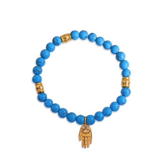 Turquoise Beaded Hamsa Bracelet