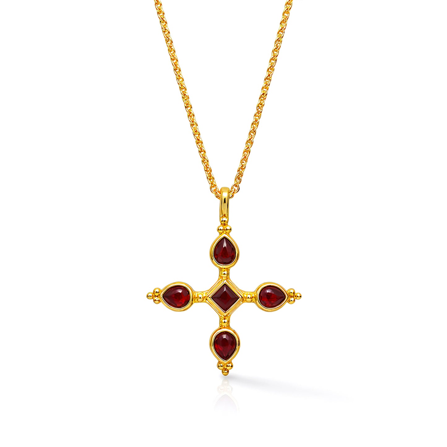 Ruby Cross Pendant Necklace