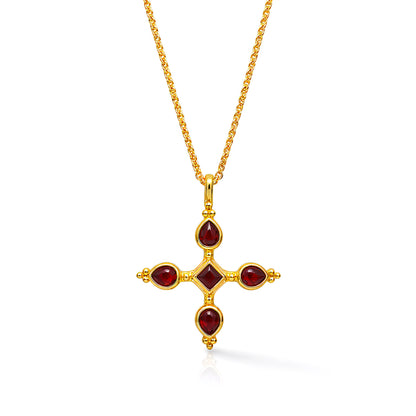 Ruby Cross Pendant Necklace