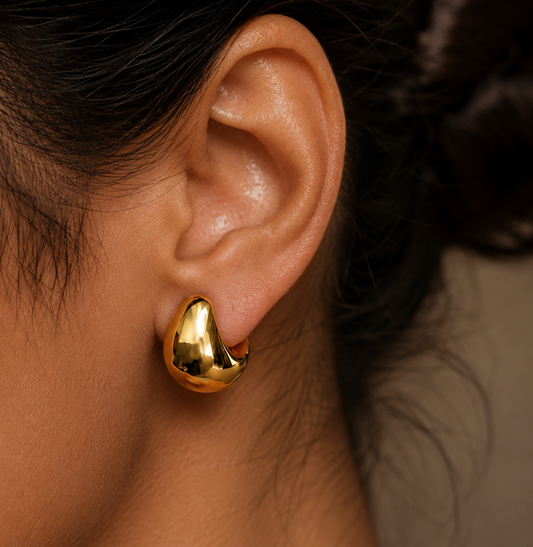Golden Dream Huggies Earrings In 925 Sterling Silver