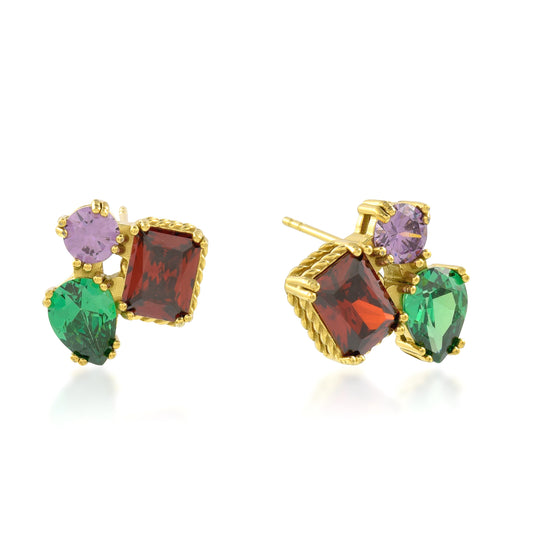 Chromatic Cascade Studs in 92.5 Sterling Silver