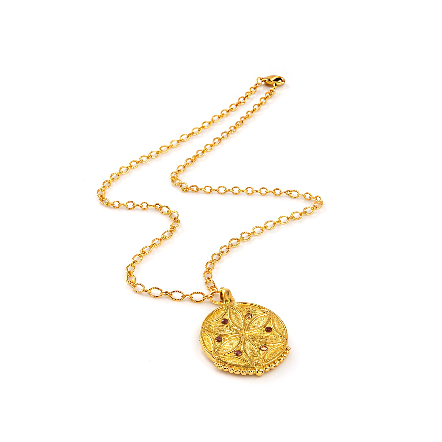 Garnet Medallion Pendant Necklace