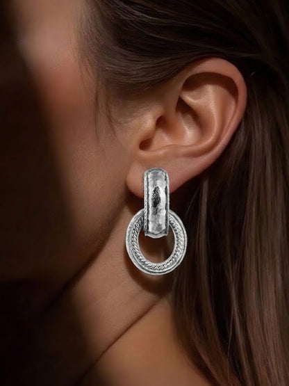Twisted Rope Interloop Earrings Silver