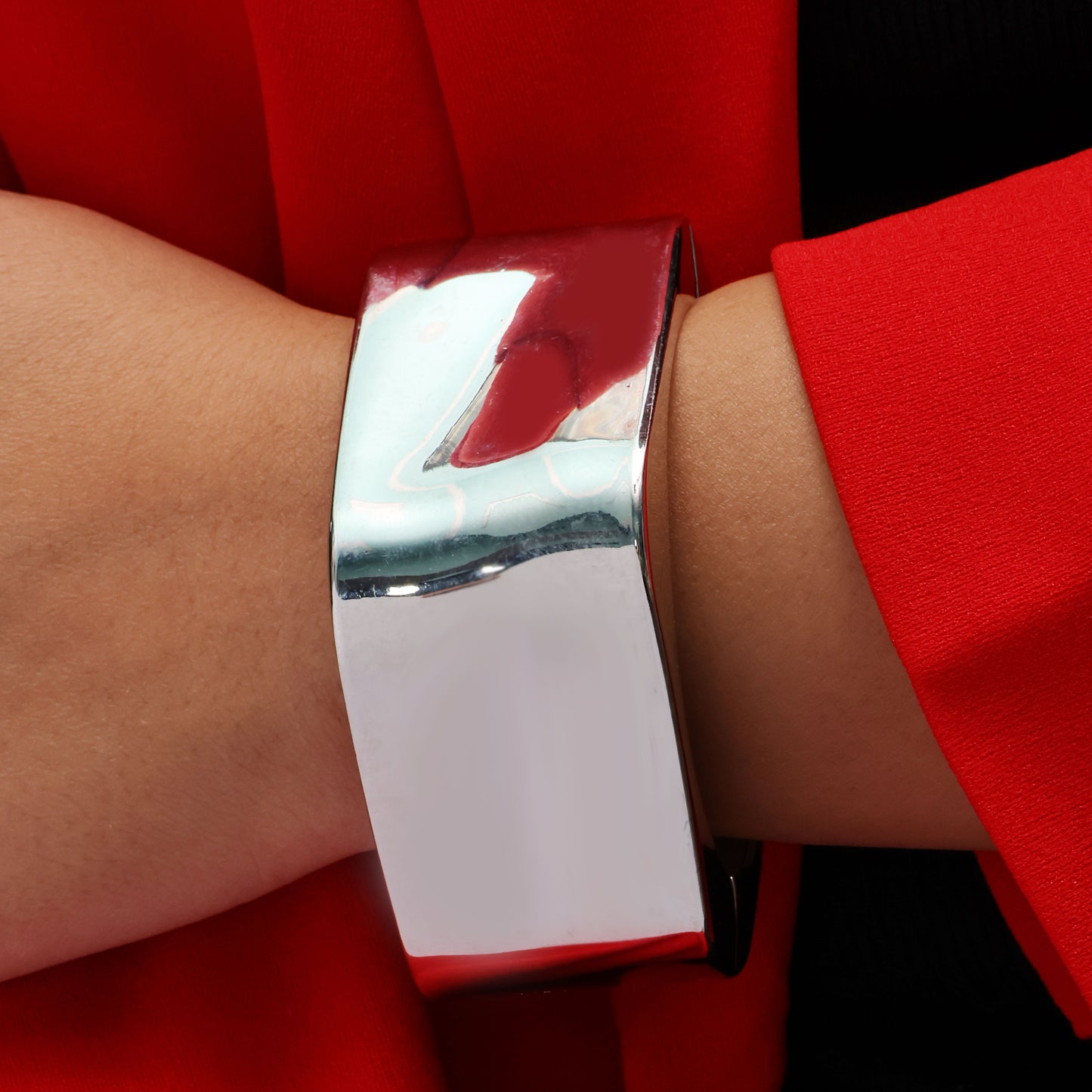 Silver Wave Openable Cuff Bangle