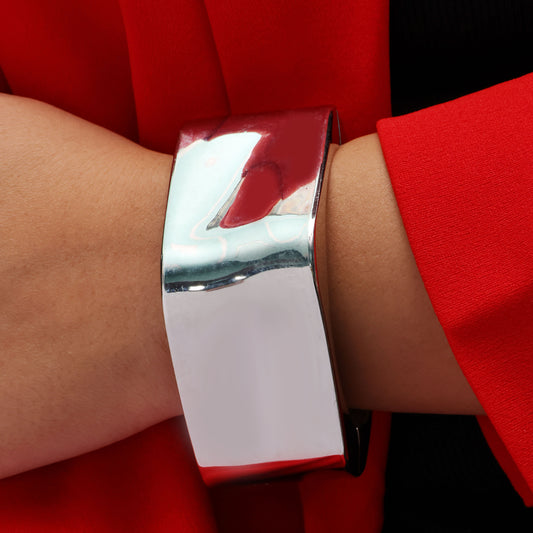 Silver Wave Openable Cuff Bangle