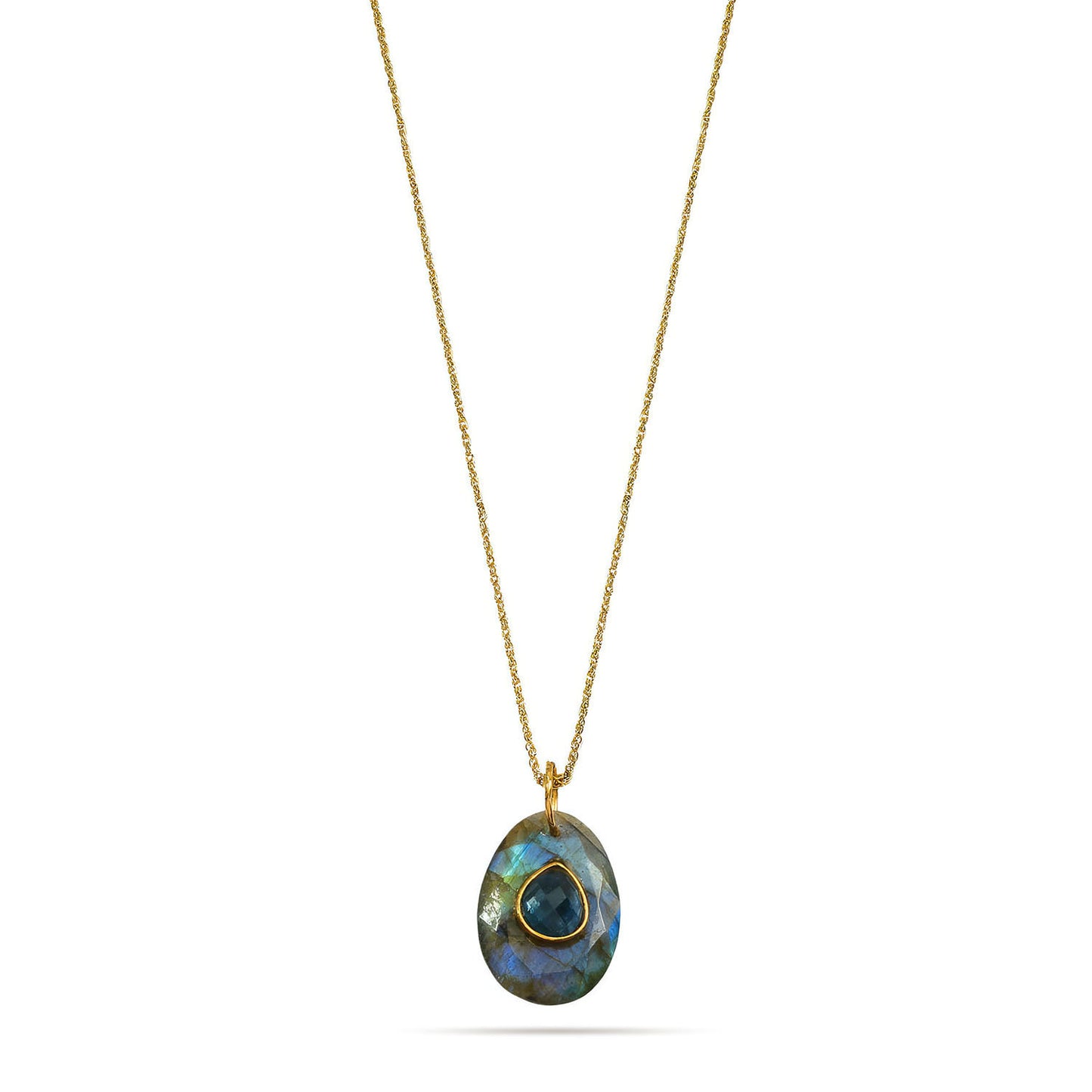 Labradorite & Blue Topaz Pendant Necklace