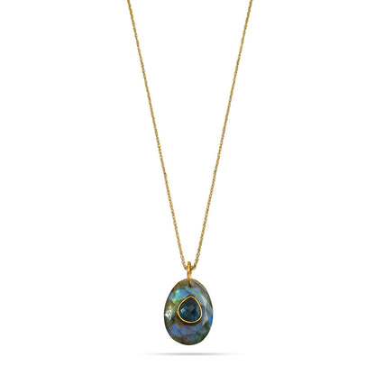 Labradorite & Blue Topaz Pendant Necklace