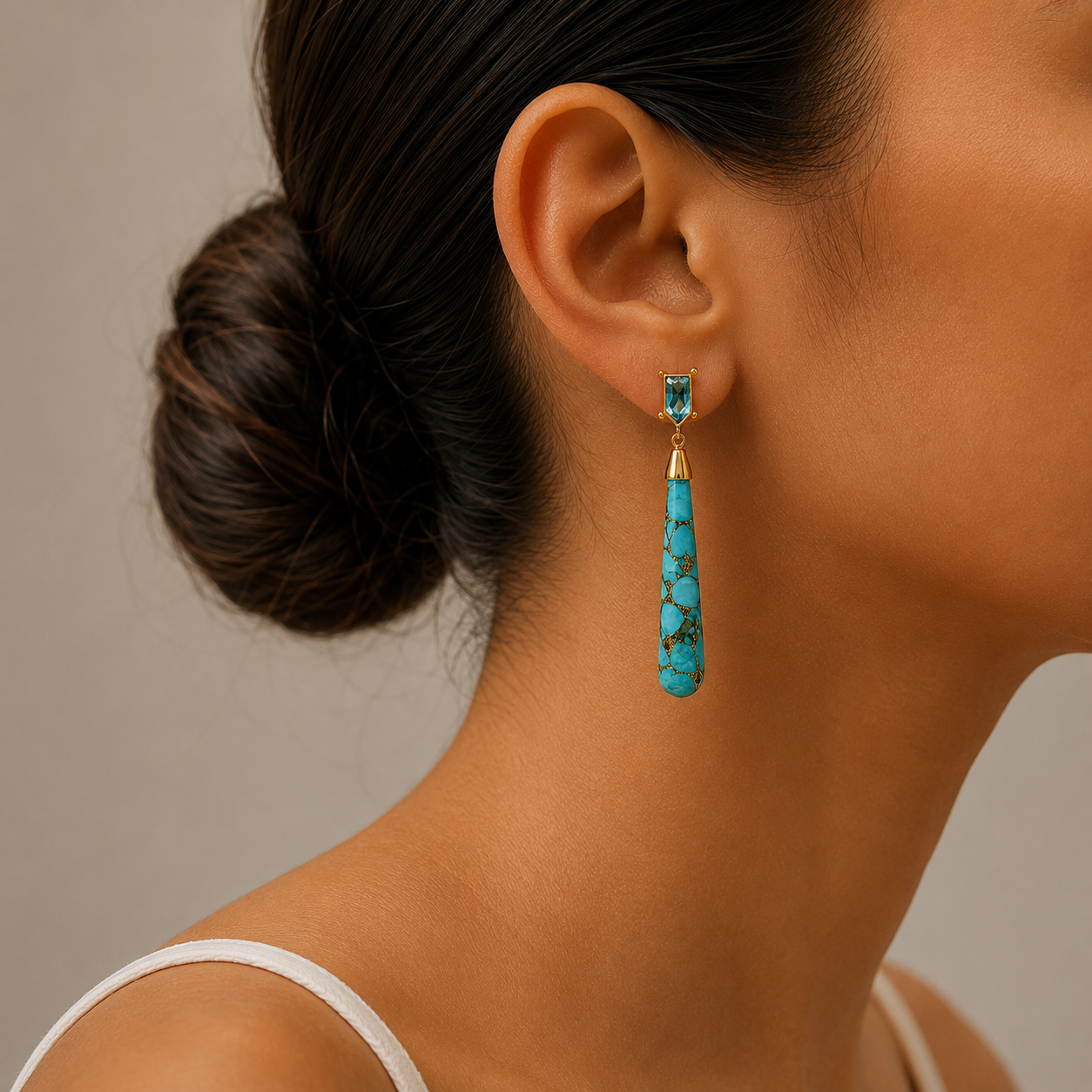 London Blue Topaz & Copper Turquoise Drop Earring