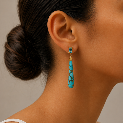London Blue Topaz & Copper Turquoise Drop Earring