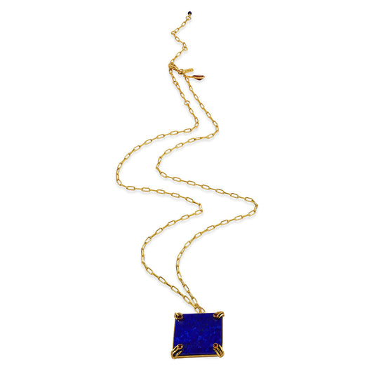 Lapis Lazuli Square Pendant Necklace