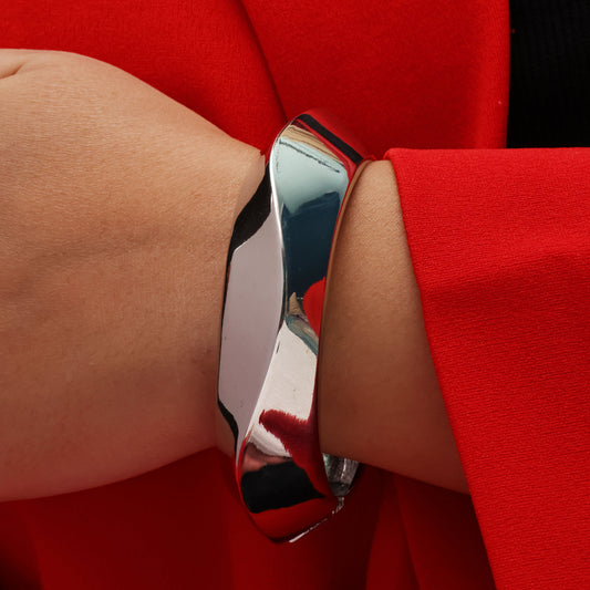 Silver Edge Openable Cuff Bangle
