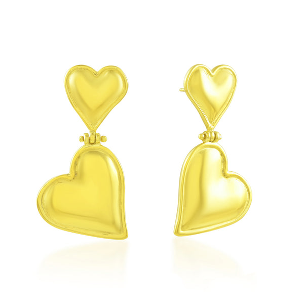 Double Heart Earrings (Water Resistance Premium Plating)