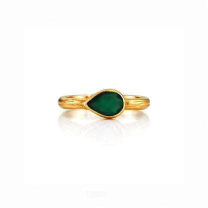 Green Onyx Pear Bezel Ring