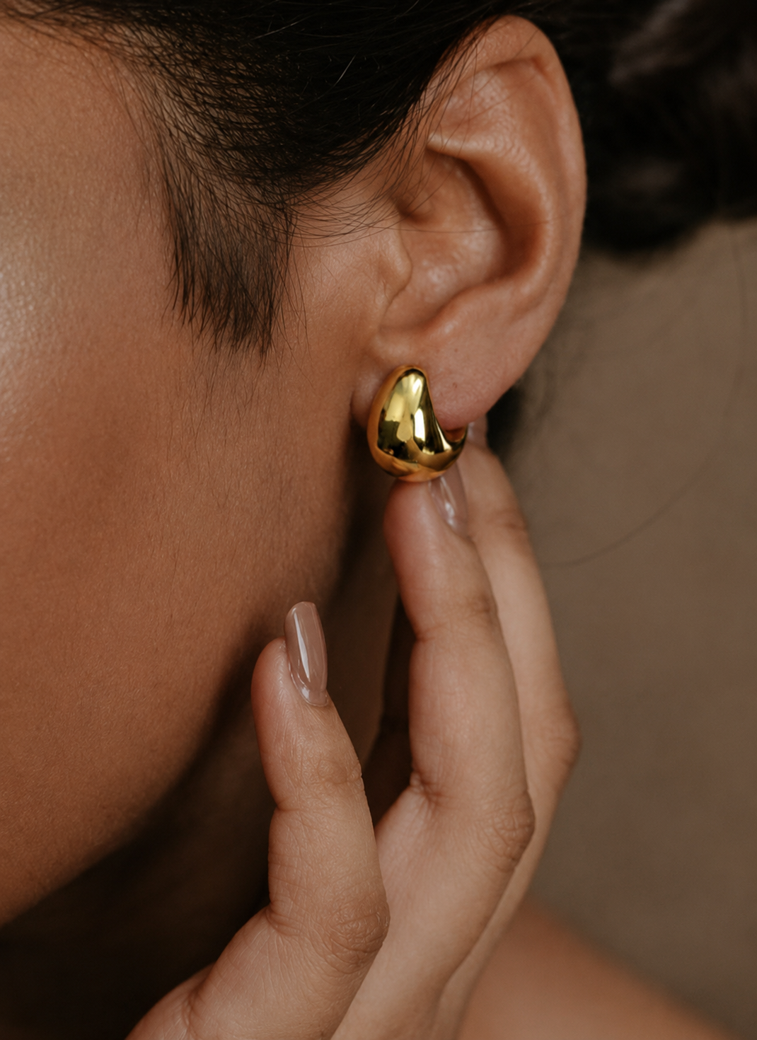 Golden Dream Huggies Earrings In 925 Sterling Silver