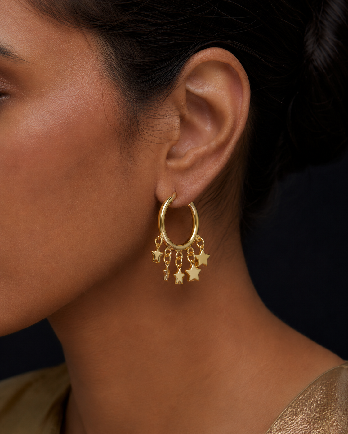 Starlit Charms Hoop Earrings in 925 Sterling Silver