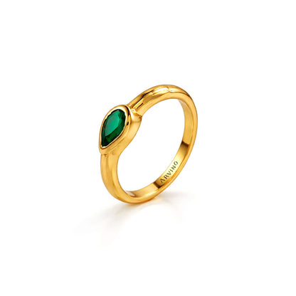 Green Onyx Pear Bezel Ring