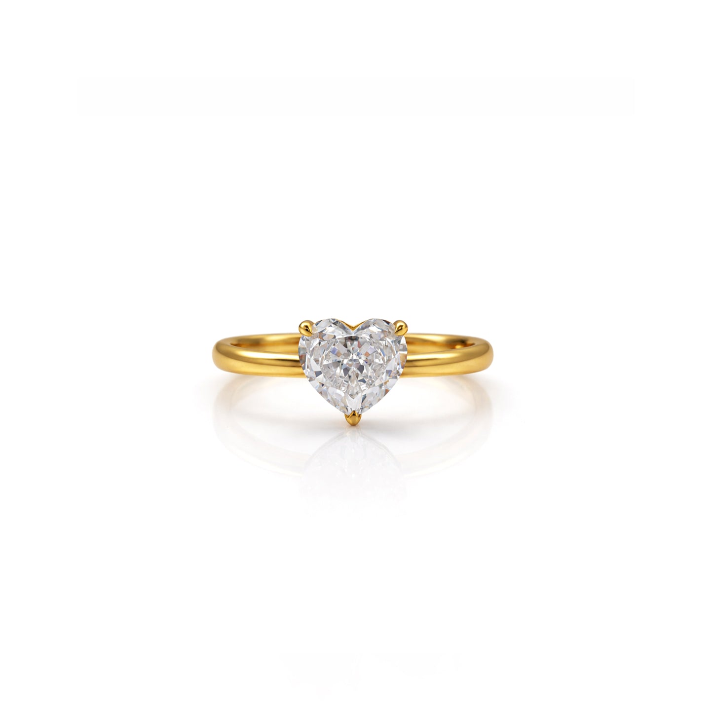 Solitaire Heart Crystal Teardrop Ring