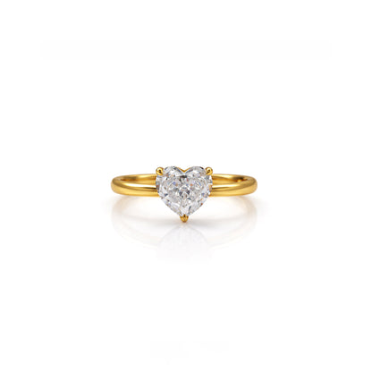 Solitaire Heart Crystal Teardrop Ring