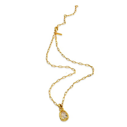 Teardrop Crystal Pendant Necklace in 92.5 Sterling Silver